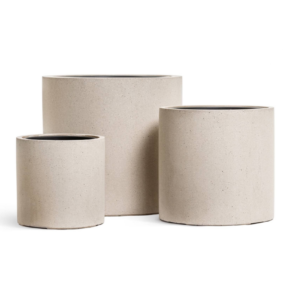 Кашпо TREEZ Effectory Beton Цилиндр Белый песок - диам.31см выс.31см