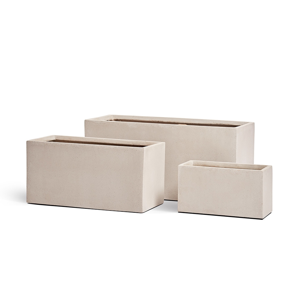 Кашпо TREEZ Effectory Beton Низкий прямоугольник Белый песок