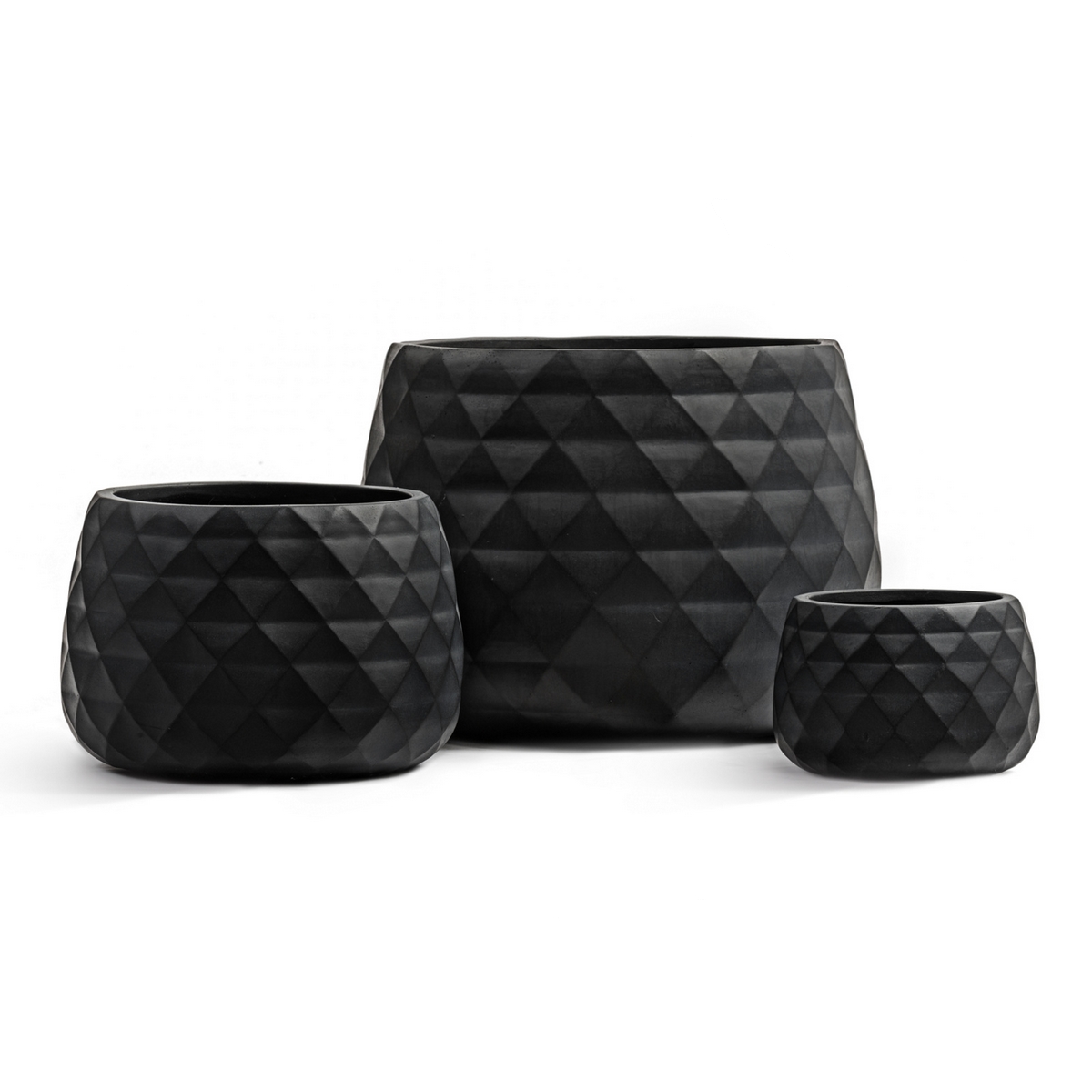 Кашпо TREEZ ERGO Diamond Низкая чаша Антрацит - д.35см выс.24 см