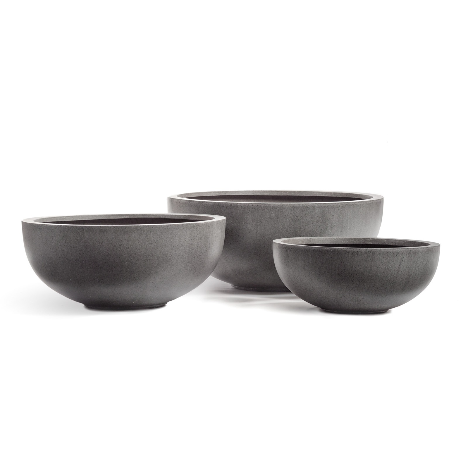 Кашпо TREEZ Effectory Beton Низкая чаша Тёмно-серый бетон - 50 x 20