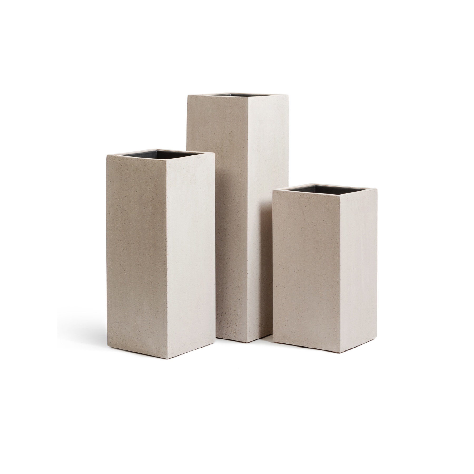 Кашпо TREEZ Effectory Beton Высокий куб Белый песок - 31x31 выс.60см