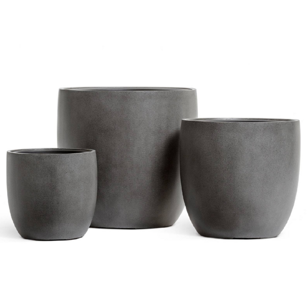 Кашпо TREEZ Effectory Beton Округлый конус Тёмно-серый бетон - диам.30 см выс.28см