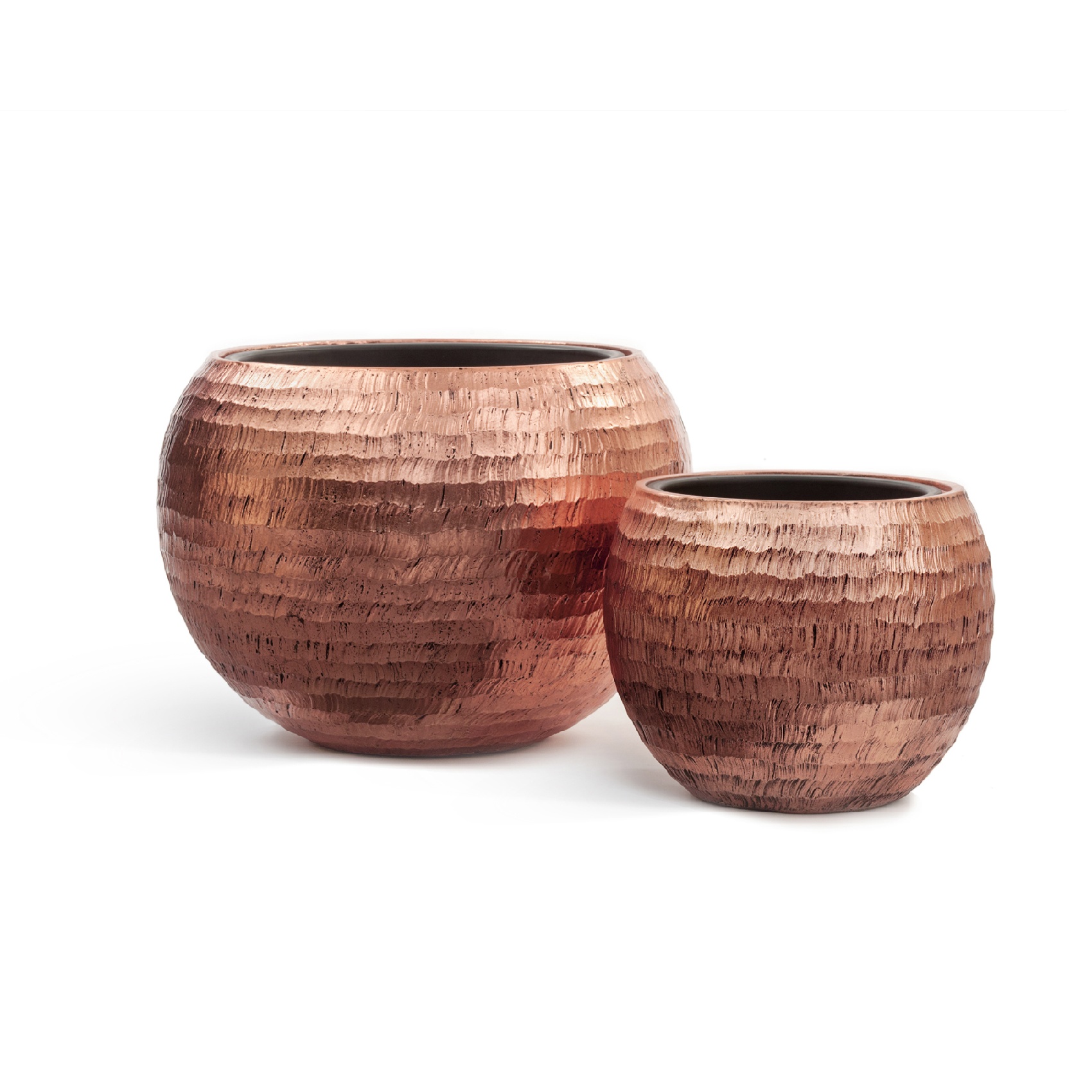 Кашпо TREEZ Effectory Metal Полусфера Чеканная Розовая медь - диам.40 в32см