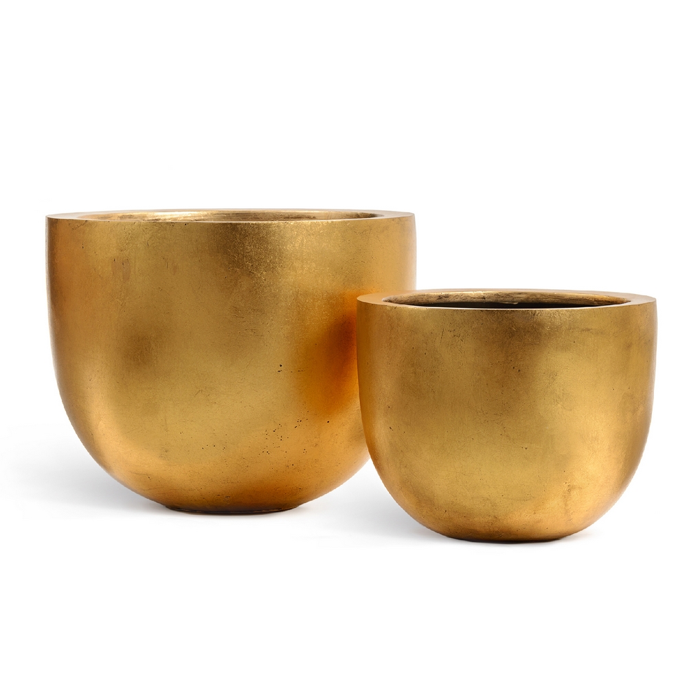 Кашпо TREEZ Effectory Metal Низкая конус-чаша Сусальное золотоо - 46 x 37