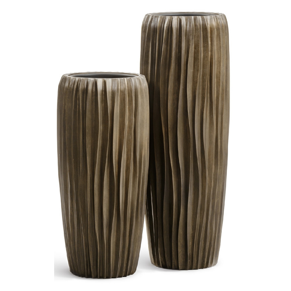 Кашпо TREEZ Effectory Metal Высокий конус Giant Design Wave Чернёная бронза - 42x141