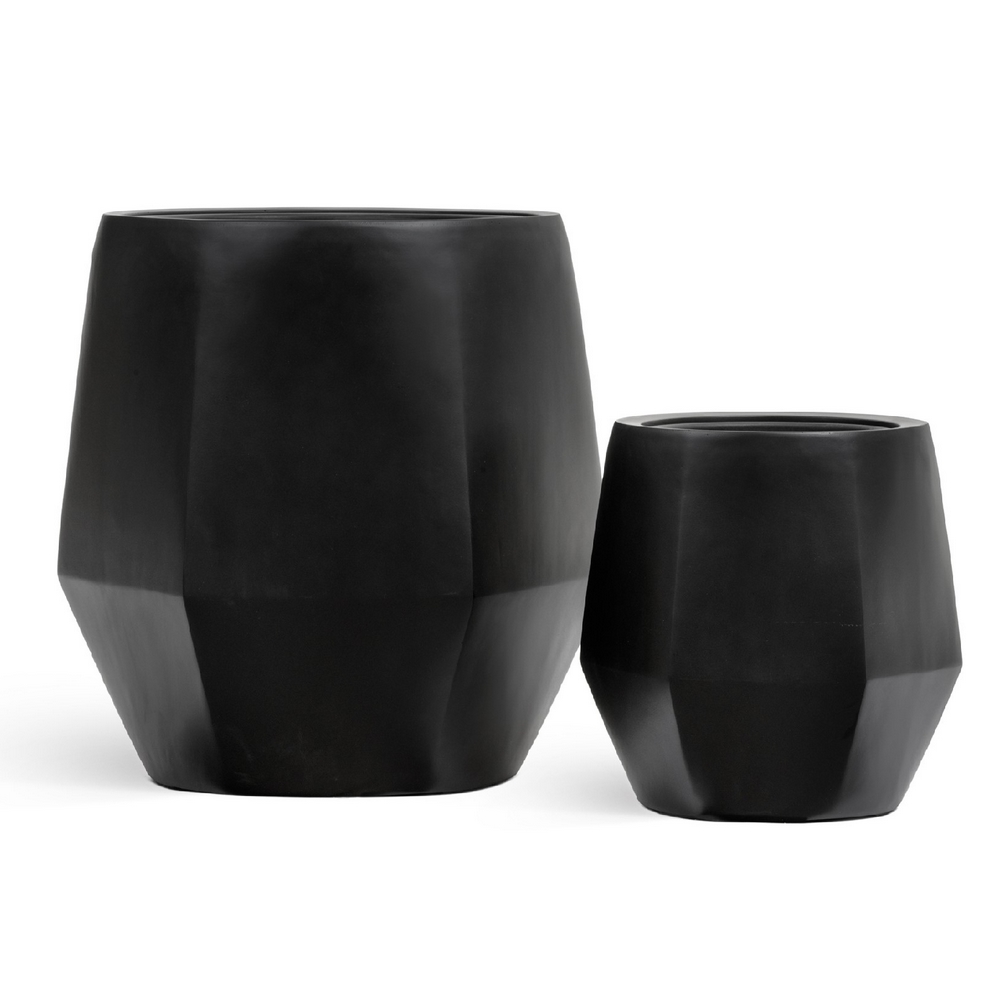 Кашпо TREEZ Effectory Crystal Многогранник Антрацит - 39x36 выс.40см