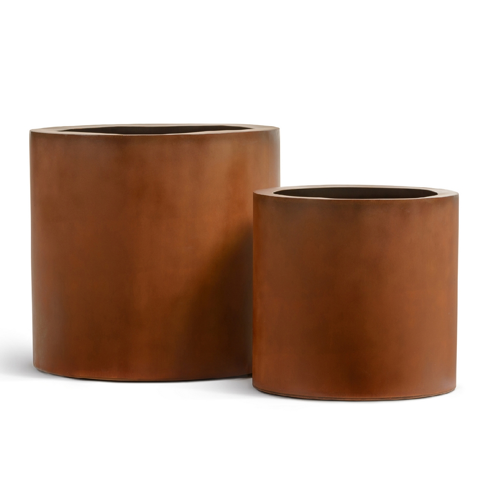 Кашпо TREEZ Effectory Corten Steel Цилиндр Кортеновская сталь Бархатистая окись - диам.41 выс.39см