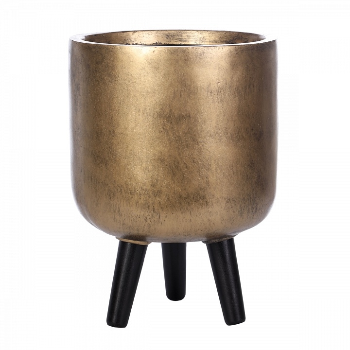 Кашпо Конкрит с подставкой - золотой, 25 x 34