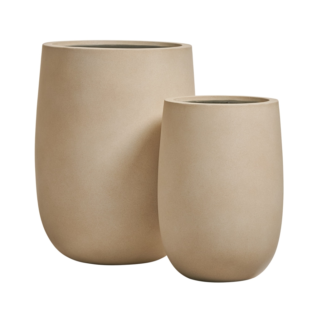 Кашпо TREEZ ERGO Fine Rock Высокая округлая чаша Песок тёплый беж